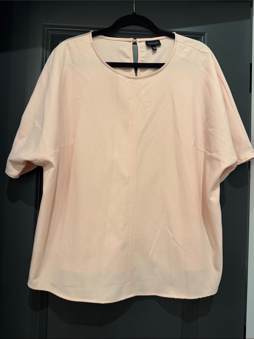 Who What Wear Light Pink Women's Short Sleeve Blouse - Classic Round Neck